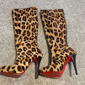 Christian Louboutin Leopard Print Heeled Boots